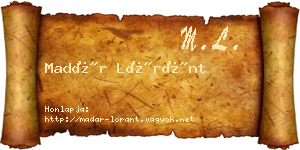 Madár Lóránt névjegykártya