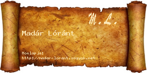 Madár Lóránt névjegykártya